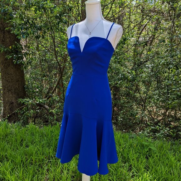 MILLY Italian Cady Kelly Dress V-Neck in Cobalt Blue Size 0 Brand New NWT - Picture 3 of 12